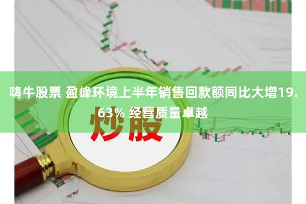 嗨牛股票 盈峰环境上半年销售回款额同比大增19.63% 经营质量卓越
